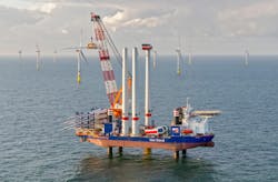 The offshore installation vessel Aeolus. The offshore installation vessel Aeolus.