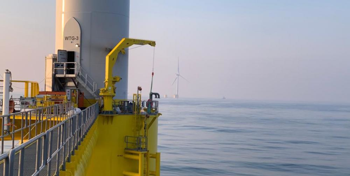 The first of the three platforms for the WindFloat Atlantic wind farm was connected on Dec. 31, 2019.