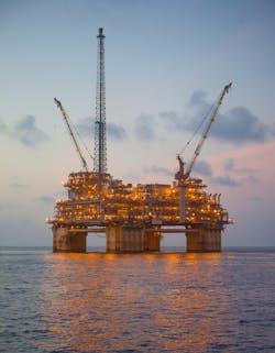 The Na Kika semisubmersible FPS. The Na Kika semisubmersible FPS.