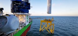 DEME Offshore says it has installed its 2,220th wind turbine. This milestone was achieved when the company’s jackup vessel Sea Installer installed a 7-MW turbine at the 714-MW East Anglia ONE offshore wind farm in the UK. DEME Offshore says it has installed its 2,220th wind turbine. This milestone was achieved when the company’s jackup vessel Sea Installer installed a 7-MW turbine at the 714-MW East Anglia ONE offshore wind farm in the UK.