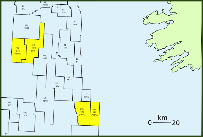 South Porcupine basin, offshore southwest Ireland.