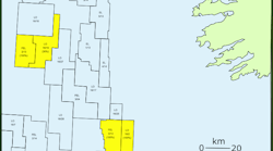South Porcupine basin, offshore southwest Ireland.