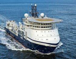 The offshore installation vessel Island Victory. The offshore installation vessel Island Victory.