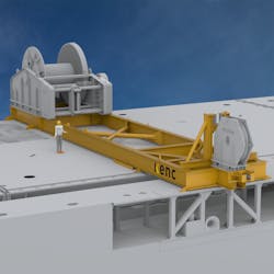 The work scope included engineering of a 192-metric ton gypsy winch grillage and an overboarding tool to handle 120-t torpedo piles. The work scope included engineering of a 192-metric ton gypsy winch grillage and an overboarding tool to handle 120-t torpedo piles.