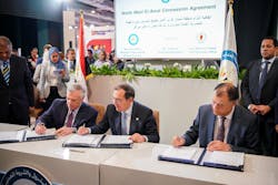 Left to right: Neptune Energy CEO Jim House, Minister of Petroleum and Mineral Resources, His Excellency Eng. Tarek El Molla, and EGPC CEO Abed Ezz El Regal. Left to right: Neptune Energy CEO Jim House, Minister of Petroleum and Mineral Resources, His Excellency Eng. Tarek El Molla, and EGPC CEO Abed Ezz El Regal.