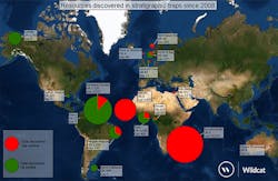Oil and gas commercial resources discovered in stratigraphic traps since 2008 in basins with more than five stratigraphic traps tests. Oil and gas commercial resources discovered in stratigraphic traps since 2008 in basins with more than five stratigraphic traps tests.