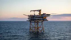 The normally unattended wellhead platform serving the Valhall Flank West development in the southern Norwegian North Sea.