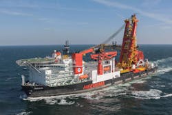 The Aegir is now a fast sailing heavy-lift vessel. The Aegir is now a fast sailing heavy-lift vessel.