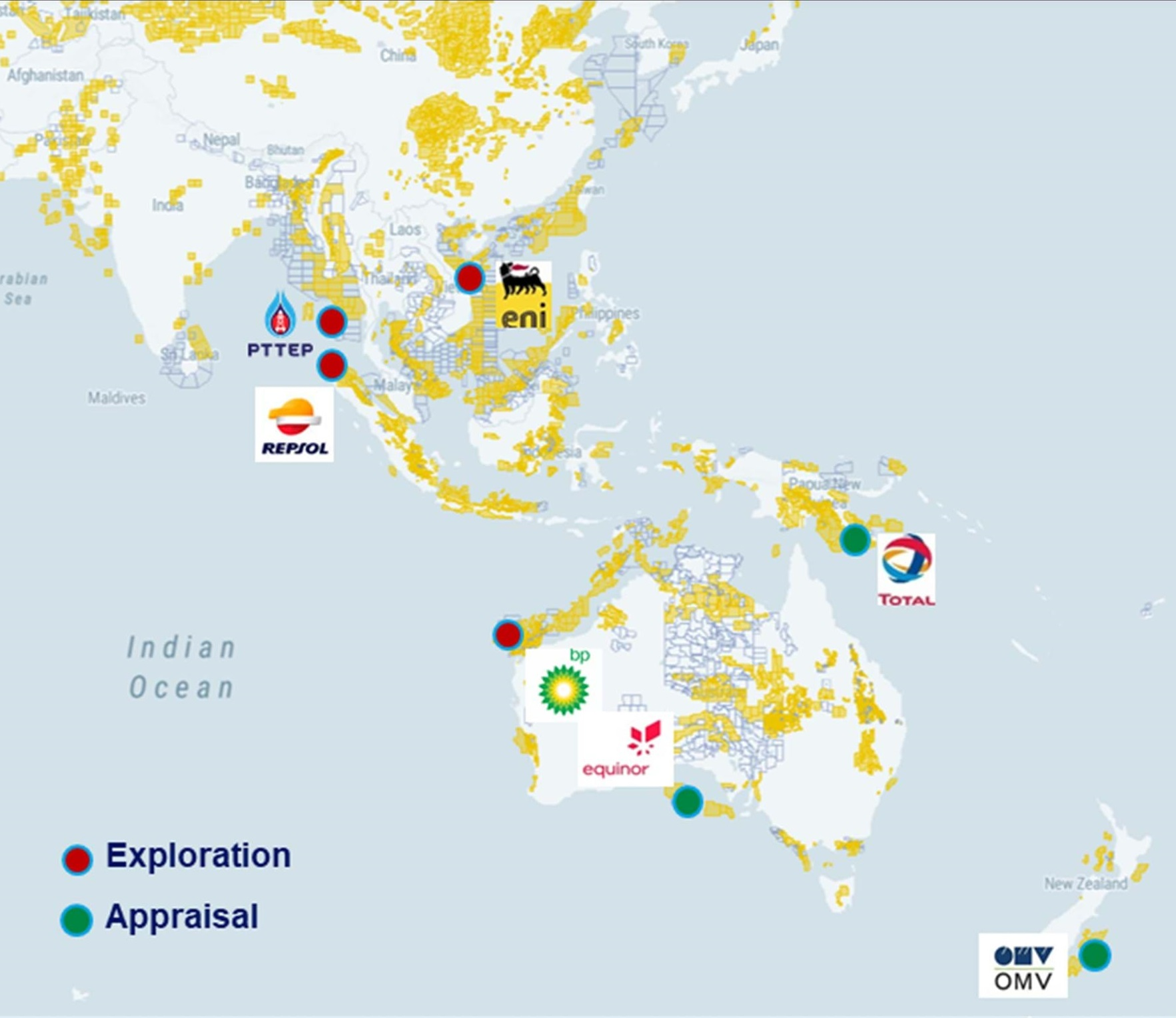 Key exploration and appraisal wells in 2020.
