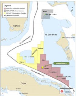 Location of the Perseverance #1 well offshore the Bahamas.