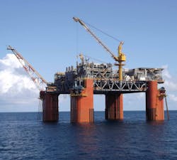 The Delta House semisubmersible FPS. The Delta House semisubmersible FPS.