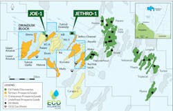 Map of the Orinduik block offshore Guyana. Map of the Orinduik block offshore Guyana.