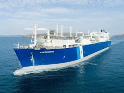 The rebranded FSRU Experience leaving Navantia dry docks in Ferrol, Spain. The rebranded FSRU Experience leaving Navantia dry docks in Ferrol, Spain.