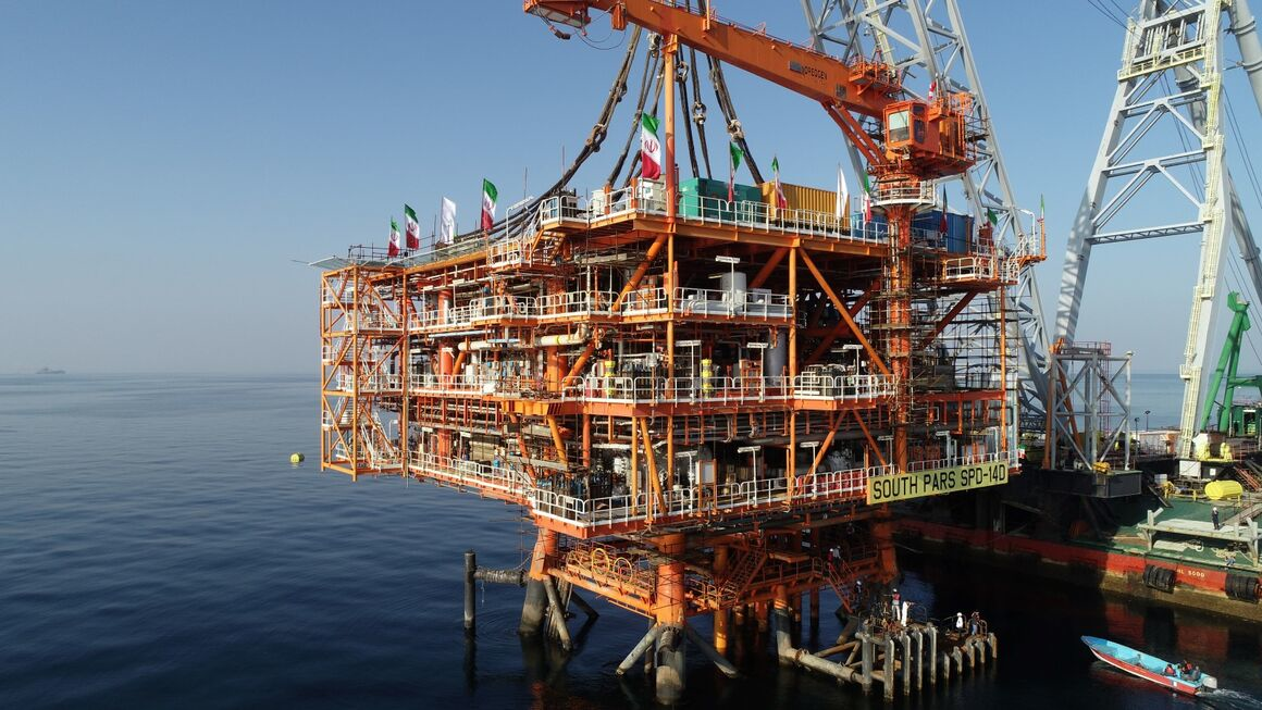 Platform 14D of Phase 14 of the South Pars gas field development in the Persian Gulf.