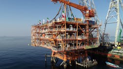 Platform 14D of Phase 14 of the South Pars gas field development in the Persian Gulf. Platform 14D of Phase 14 of the South Pars gas field development in the Persian Gulf.