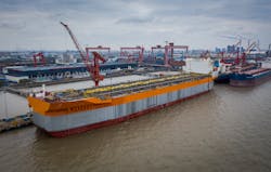The FPSO Liza Unity hull at the SWS yard in China.