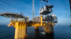 The gas module was lifted into place on the Troll C platform on May 16, 2019.
