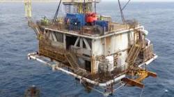 Heavy lift in action in the North Sea.