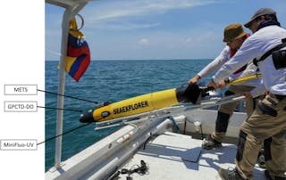 The SeaExplorer glider deployed in the Colombian Caribbean Sea.