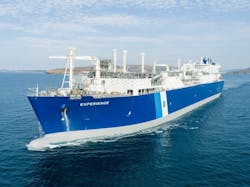 The rebranded FSRU Experience leaving Navantia dry docks in Fene-Ferrol, Spain. The rebranded FSRU Experience leaving Navantia dry docks in Fene-Ferrol, Spain.