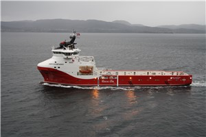 The dual-fuel platform supply vessel was built in 2014.