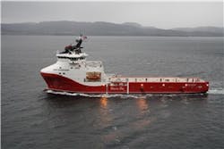 The dual-fuel platform supply vessel was built in 2014. The dual-fuel platform supply vessel was built in 2014.