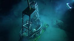The Seafloor Drill 2 in action in the Great Australian Bight, 2,200 m (7,218 ft) below sea level.