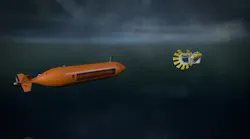 A HUGIN AUV approaches the new LARS docking system.