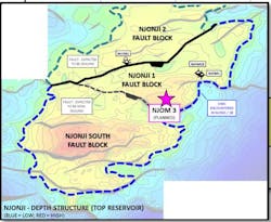 Location of the NJOM-3 appraisal well offshore Cameroon. Location of the NJOM-3 appraisal well offshore Cameroon.