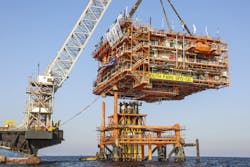 The HL5000 barge installed the 2,500-ton Platform 13C at the South Pars Phase 13 complex in the Persian Gulf. The HL5000 barge installed the 2,500-ton Platform 13C at the South Pars Phase 13 complex in the Persian Gulf.