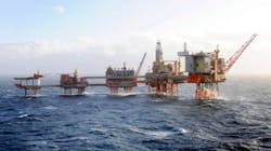 The Valhall complex in the southern Norwegian North Sea. The Valhall complex in the southern Norwegian North Sea.