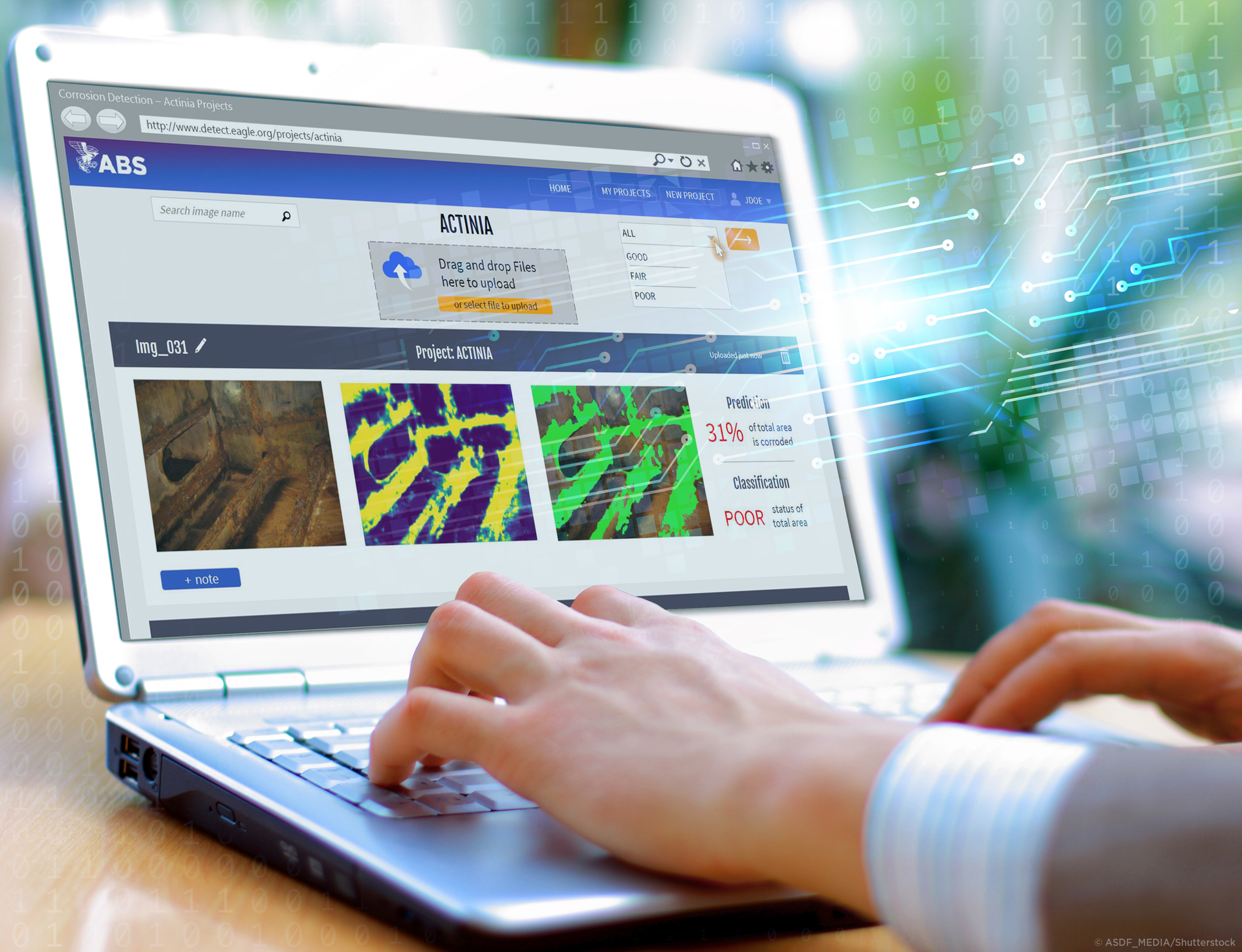 ABS says that its image recognition tool can automatically analyze input data and identify coating failure areas.