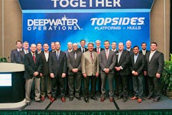 Topsides, Platforms & Hulls Advisory Board From left to right: David Brubaker, Keystone Engineering; Eric Wensel, Wood; Stafford Menard, Audubon Engineering Solutions; Marc Paquette, Shell; Matt Sellers, Kiewit Offshore Services; Scott Smith, KBR Inc; Conference Director David Paganie, Offshore; Rocky Robbins, Fieldwood Energy; Lars Ronning, Equinor; Jon Husby, Aker Solutions; Advisory Board Chairman Renard Falcon, Chevron; Curtis Lohr, Shell Alumni; Mike Clarke, Murphy; Fraser Senciall, Hess Corp.; Boyd Howell, MODEC; Kevin Raatz, SBM Offshore; Shree Akhave, TechnipFMC/Genesis Oil & Gas; Arun Antony, Houston Offshore Engineering; Robbie Primeaux, Worley Not pictured: Jonathan Brewer, Stress Engineering Services; Nathan Davidson, Williams Topsides, Platforms & Hulls Advisory Board From left to right: David Brubaker, Keystone Engineering; Eric Wensel, Wood; Stafford Menard, Audubon Engineering Solutions; Marc Paquette, Shell; Matt Sellers, Kiewit Offshore Services; Scott Smith, KBR Inc; Conference Director David Paganie, Offshore; Rocky Robbins, Fieldwood Energy; Lars Ronning, Equinor; Jon Husby, Aker Solutions; Advisory Board Chairman Renard Falcon, Chevron; Curtis Lohr, Shell Alumni; Mike Clarke, Murphy; Fraser Senciall, Hess Corp.; Boyd Howell, MODEC; Kevin Raatz, SBM Offshore; Shree Akhave, TechnipFMC/Genesis Oil & Gas; Arun Antony, Houston Offshore Engineering; Robbie Primeaux, Worley Not pictured: Jonathan Brewer, Stress Engineering Services; Nathan Davidson, Williams