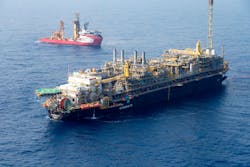 The P-75, the second FPSO to come onstream at the field. The P-75, the second FPSO to come onstream at the field.