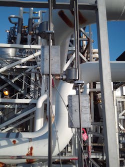 Installed thermal flow meter on flare gas vent. Installed thermal flow meter on flare gas vent.