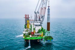 The Innovation installed a foundation at the Borssele 1 & 2 offshore wind farm in the Dutch North Sea. The Innovation installed a foundation at the Borssele 1 & 2 offshore wind farm in the Dutch North Sea.