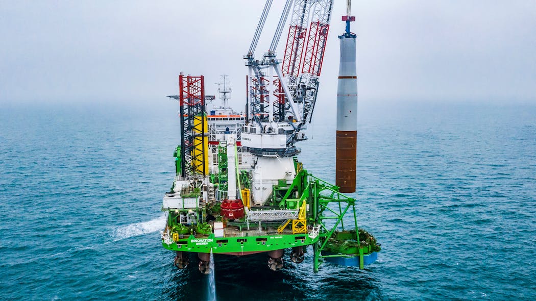 The Innovation installed a foundation at the Borssele 1 &amp; 2 offshore wind farm in the Dutch North Sea.