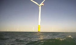 Operator view of the Greater Gabbard offshore wind farm from onboard cameras. Operator view of the Greater Gabbard offshore wind farm from onboard cameras.