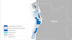 Angola Kwanza GeoStreamer 3D seismic coverage (orange outline)