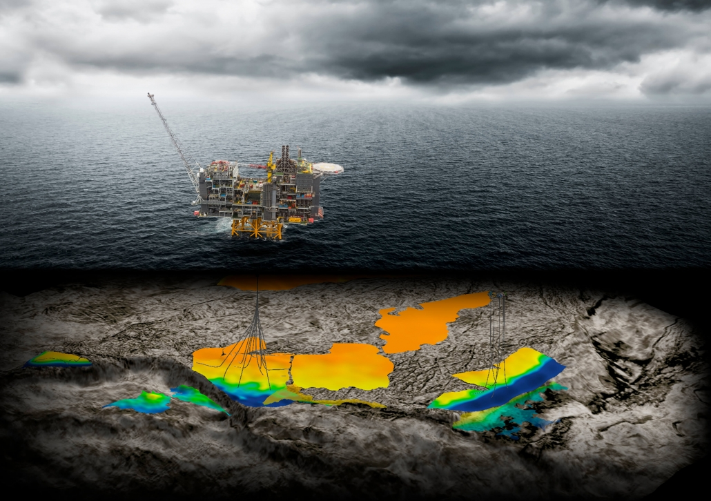 Illustration of the Edvard Grieg in the North Sea.