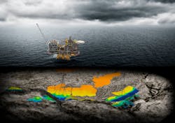 Illustration of the Edvard Grieg in the North Sea. Illustration of the Edvard Grieg in the North Sea.