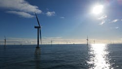 The Nordsee Ost offshore wind farm in the German North Sea. The Nordsee Ost offshore wind farm in the German North Sea.