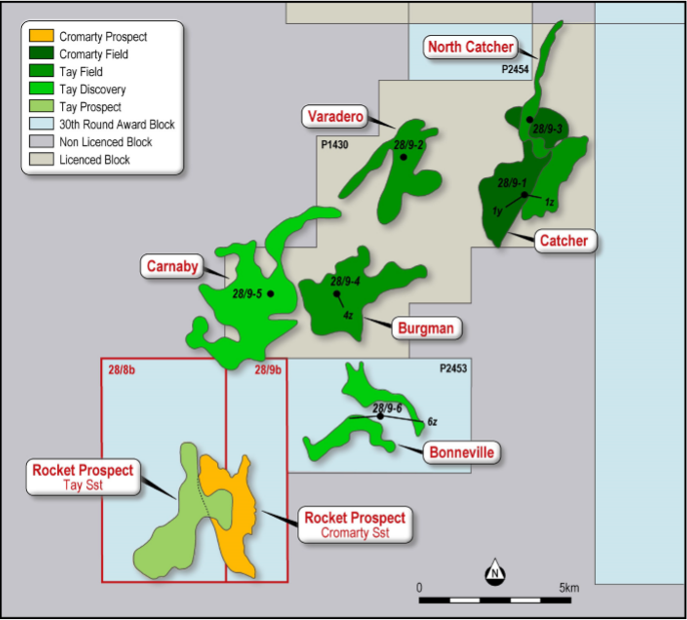 The Rocket prospect is in license P2392 in the UK central North Sea.