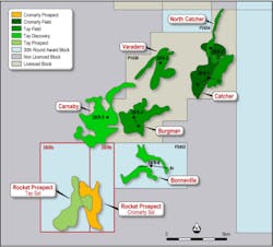 The Rocket prospect is in license P2392 in the UK central North Sea. The Rocket prospect is in license P2392 in the UK central North Sea.