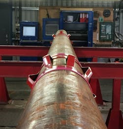 The Ace Ratchet Collar pre-installed on casing in the workshop. The Ace Ratchet Collar pre-installed on casing in the workshop.