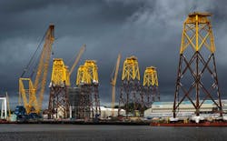 The Wallsend yard is completing assembly of the Moray East wind farm jackets.