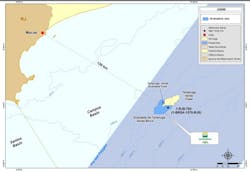 Location of Notator oil discovery in the Campos basin. Location of Notator oil discovery in the Campos basin.