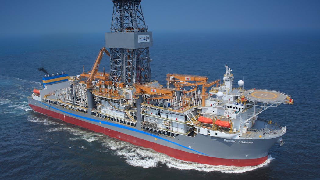 The deepwater drillship Pacific Khamsin drilled the Monument discovery well to a TD of 33,348 ft (10,164 m).