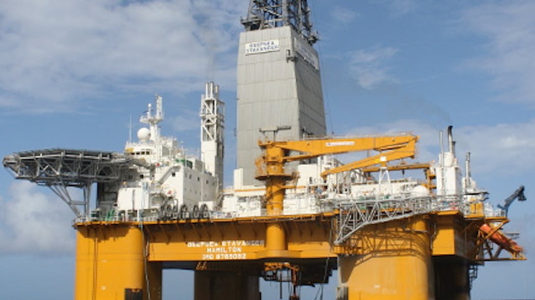 The semisubmersible drilling rig Deepsea Stavanger.