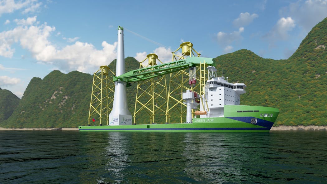Artist impression of the offshore installation vessel Green Jade.